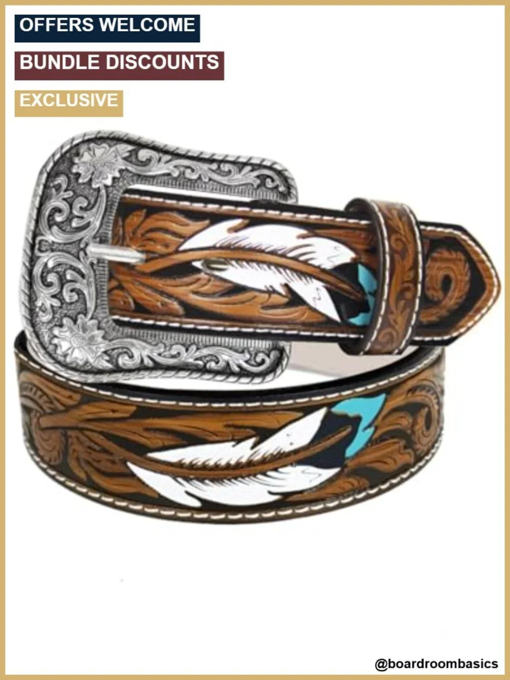 Vintage Cowgirl Belt with Removable Buckle, PU Leather, Western Rodeo